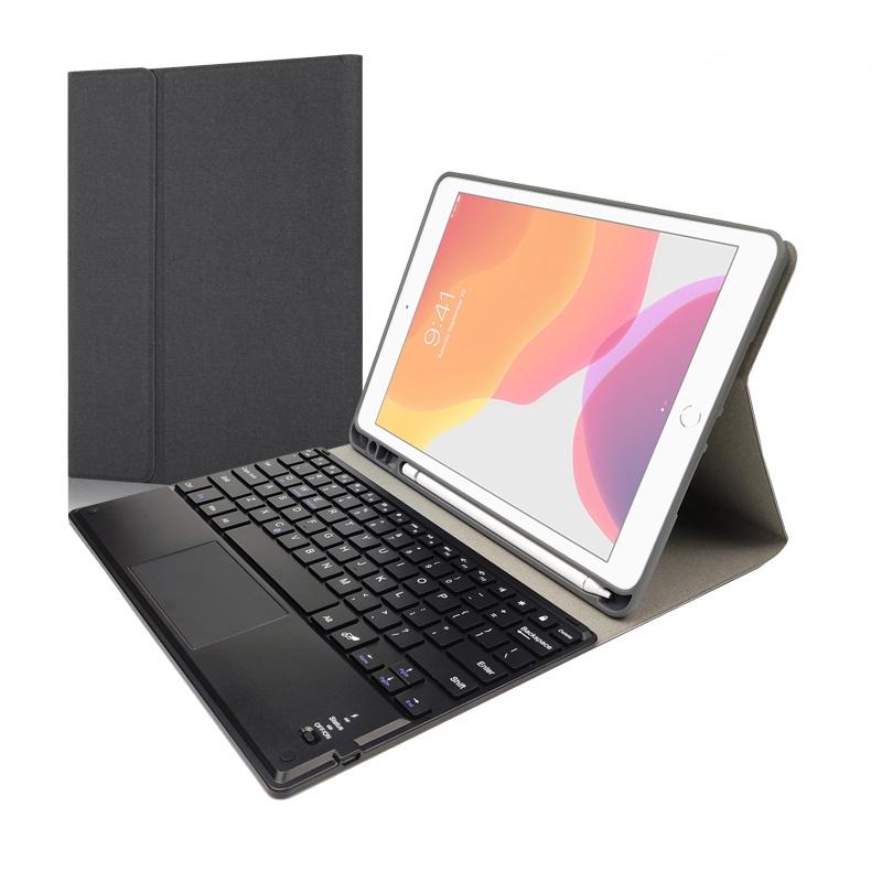 V562-S0620CMW-202508290545-00 10.2 Ipad Keyboard Case With Touchpad Pen Slot & Bracket - Detachable Magnetic Silk Pattern Tpu - Black - Image 1