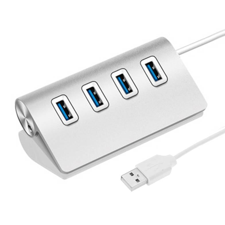V562-S3351-HU-S-202508280820-00 Portable 4-Port Usb 3.0 Hub 5Gbps Speed Aluminum 2Tb Support Silver - Image 1