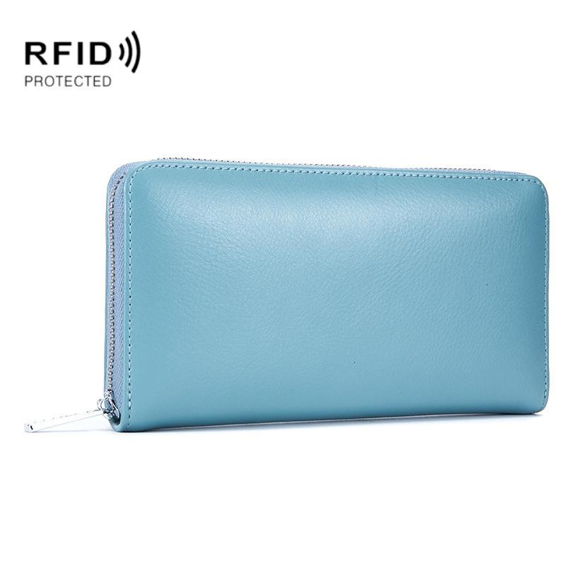 V562-TT8120BCC-202508290036-00 Leather Rfid Card Holder Wallet - Blocking - Baby Blue - Image 1