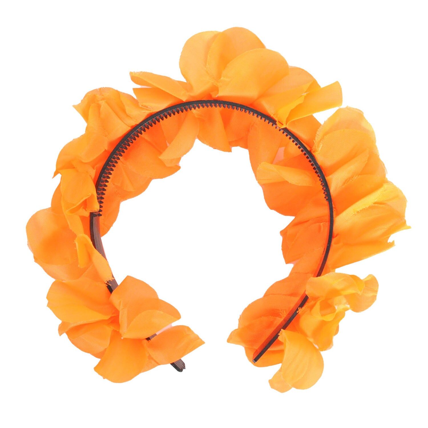 V563-13313-08-202508190815-00 Hawaiian Flower Headband Wreath in Orange – Tropical Luau Costume Accessory - Image 1