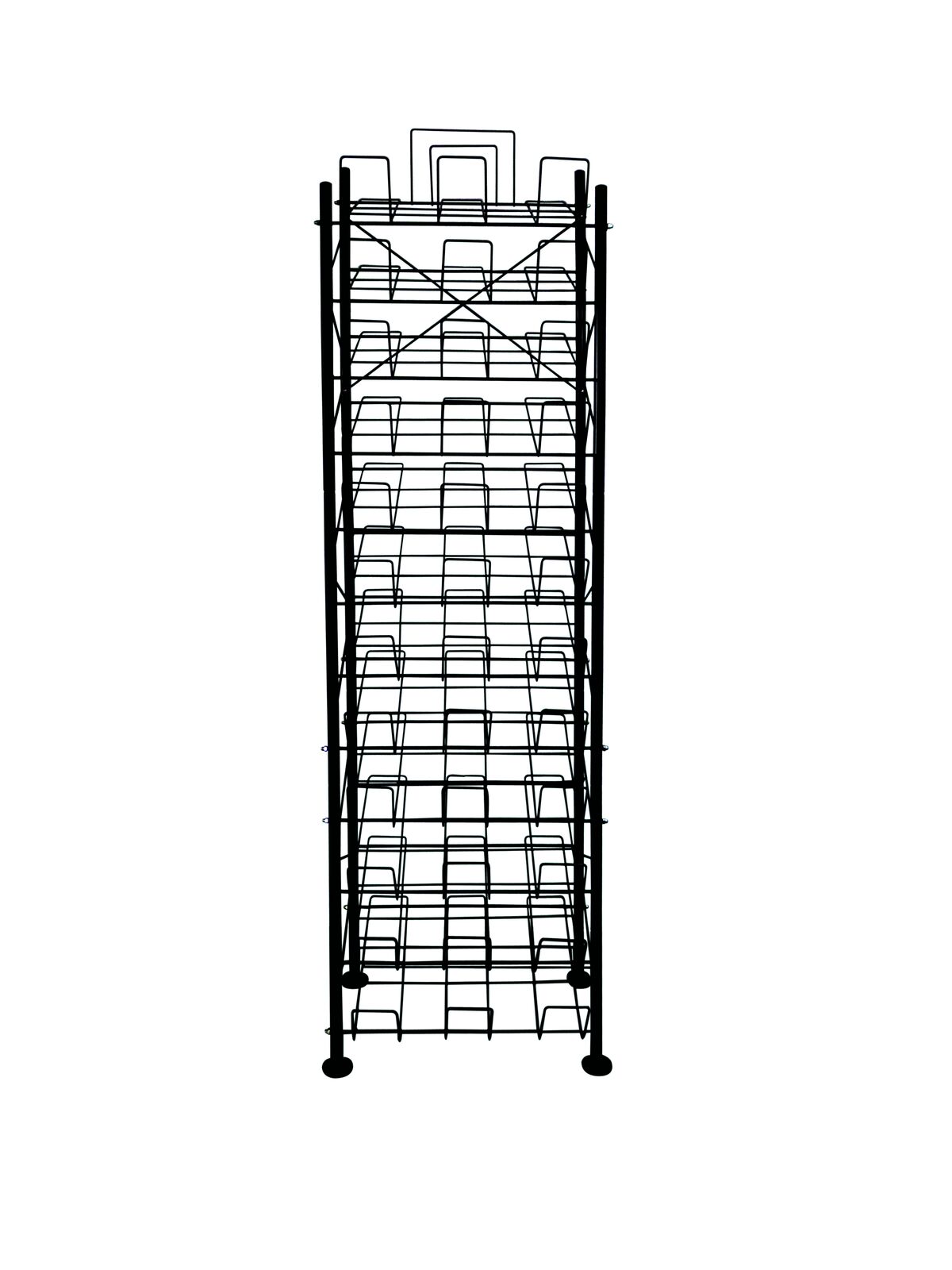 V563-99775-202508190853-00 12 Tier Placemat Brochure Magazine Newspaper Display Rack Storage Stand on Wheels - Black Frame - Image 1
