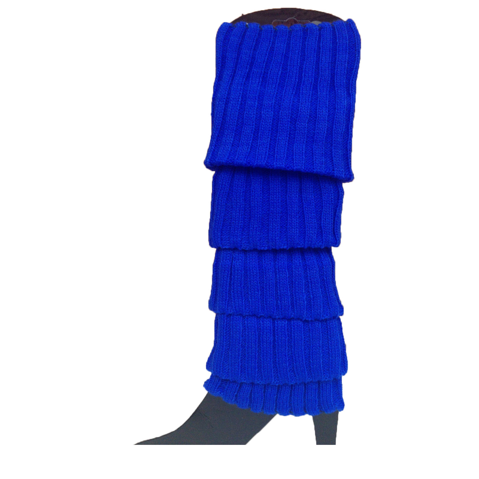 V563-BR-24LEGWARMS-BLU-202508190840-00 24x Womens Leg Warmers Disco Winter Knit Dance Party Crochet Legging Socks Costume - Blue - Image 1