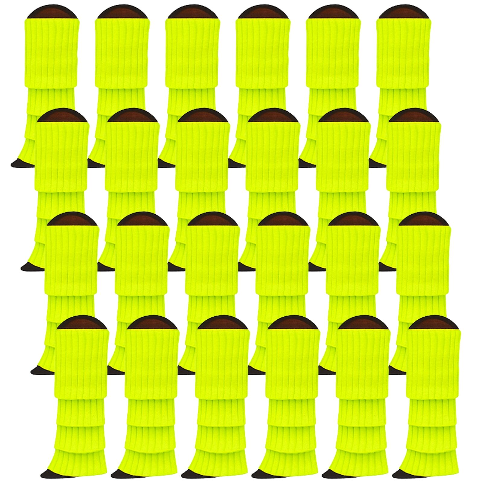 V563-BR-24LEGWARMS-FLUYLW-202508190840-00 24x Womens Leg Warmers Disco Winter Knit Dance Party Crochet Legging Socks Costume - Fluro Yellow - Image 1