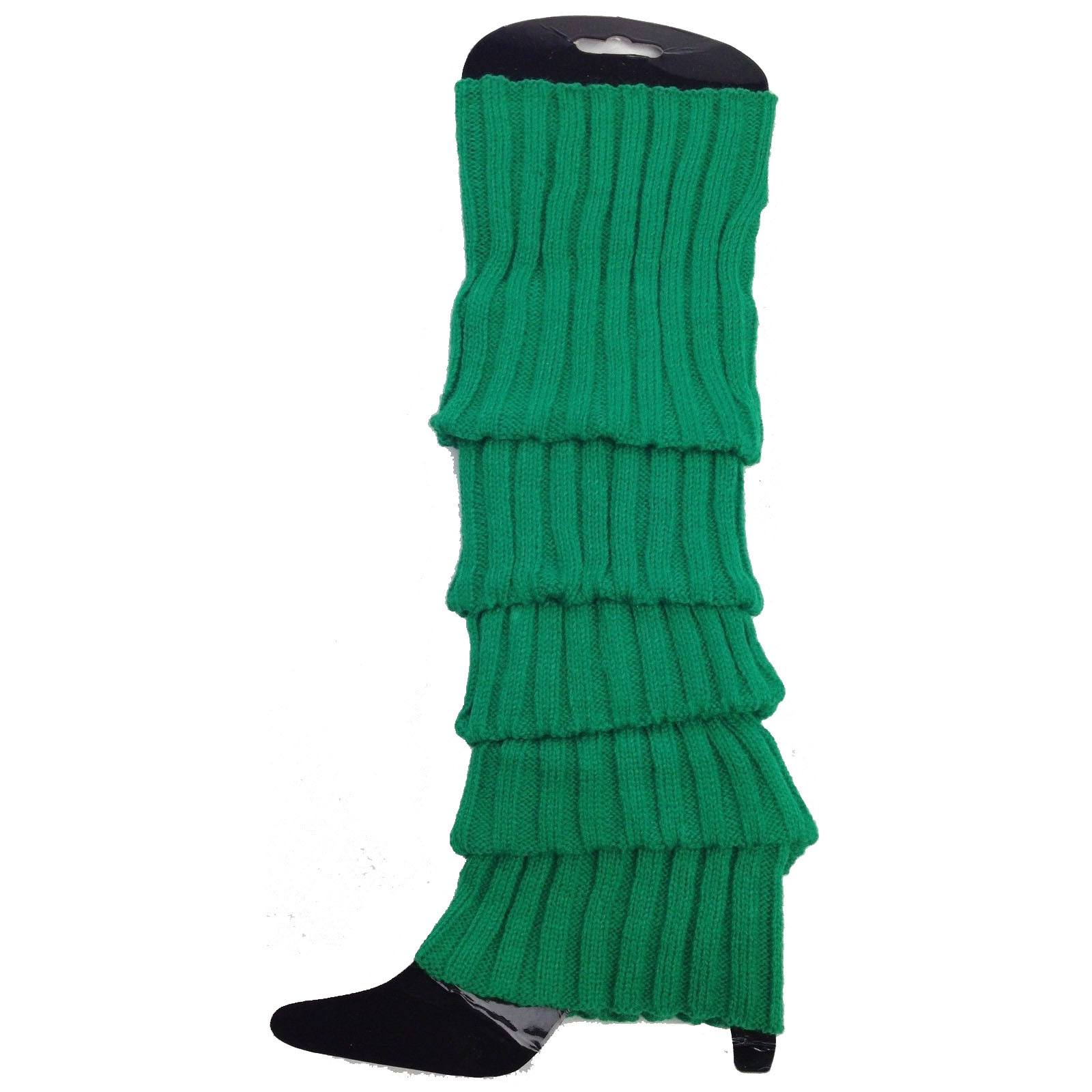 V563-BR-24LEGWARMS-GRN-202508190840-00 24x Womens Leg Warmers Disco Winter Knit Dance Party Crochet Legging Socks Costume - Green - Image 1
