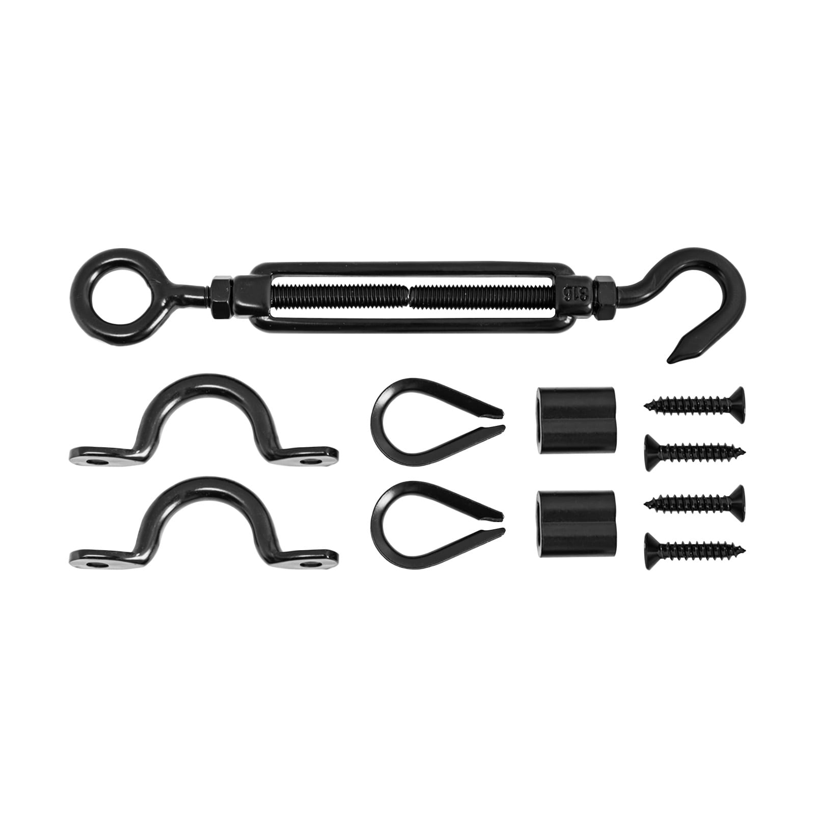 V563-CHS078-202508190830-00 Pinnacle Hardware 316 Stainless Steel Marine Grade Hook/Eye Turnbuckle Black Balustrading Kit - Image 1