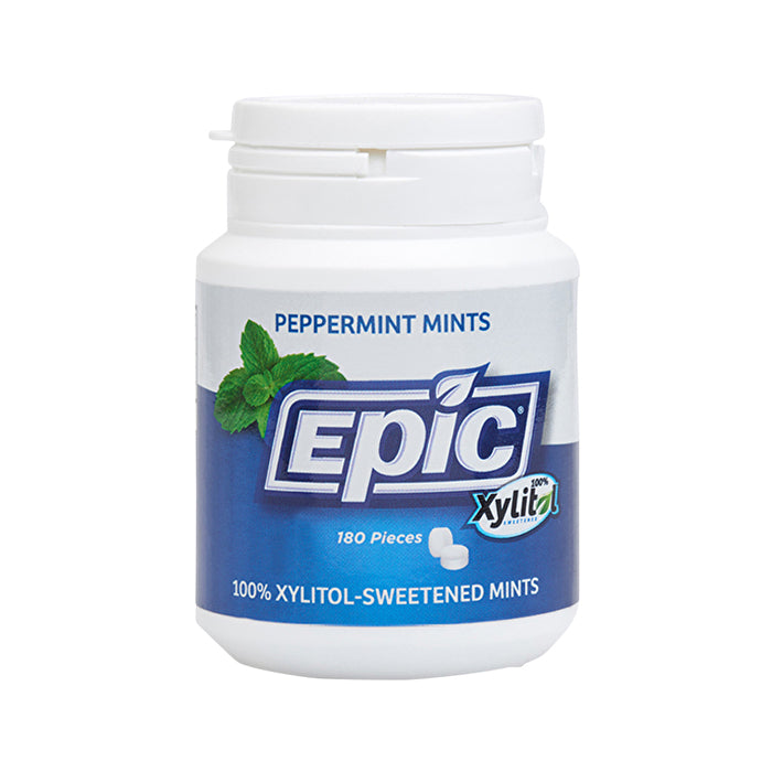 V604-337858-202508280241-00 Epic Xylitol (Sugar-Free) Mints Peppermint 180 Piece Tub - Image 1