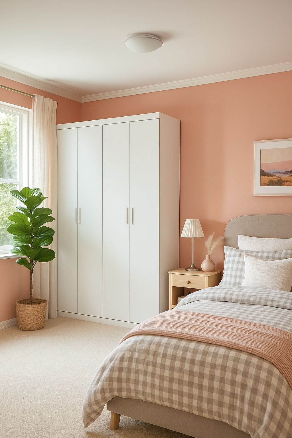 V63-953101-202509151159-00 4 Door Wardrobe in White Gloss – Hanging Rail, Shelves & White Handles - Image 1