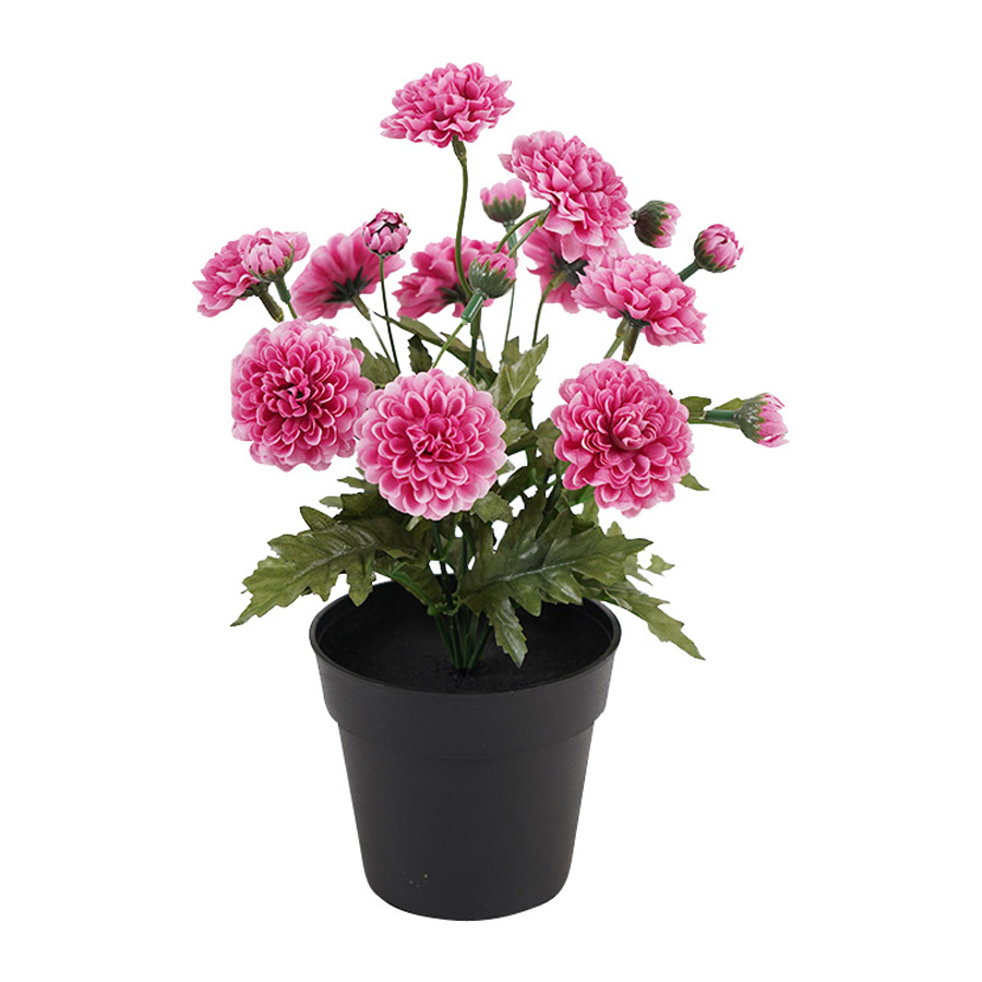 V637-05071MUM-202508251430-00 Potted Artifical Pink 'Mum' Chrysanthemum 27cm - Image 1