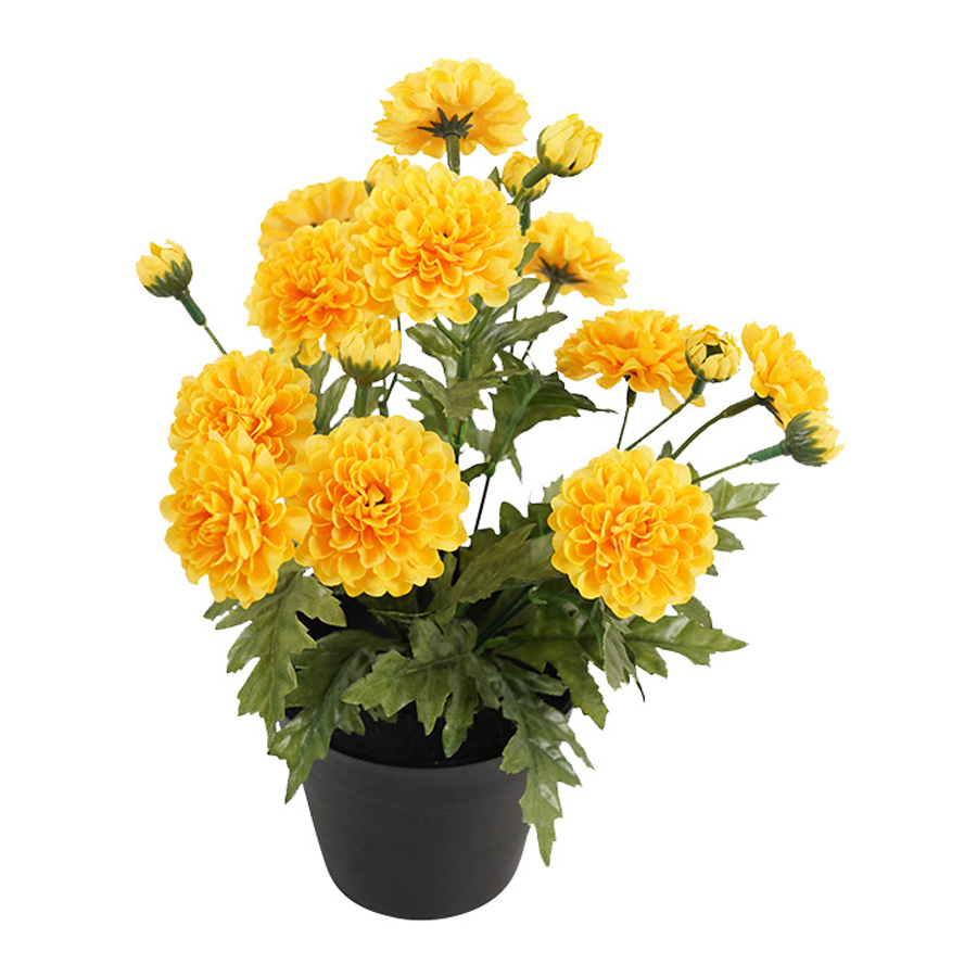 V637-05072MUM-202508251430-00 Potted Artificial Yellow Mum 27cm - Image 1