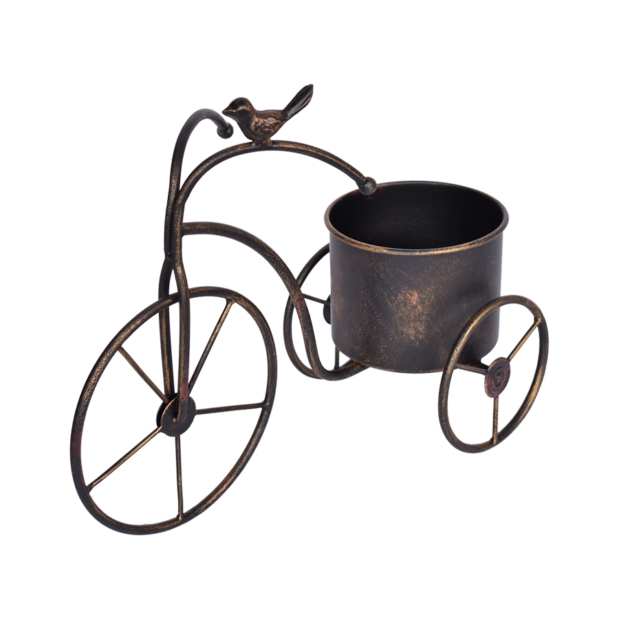V637-06983BYC-202508251435-00 Bicycle Pot Planter w Bird 40cm - Image 1