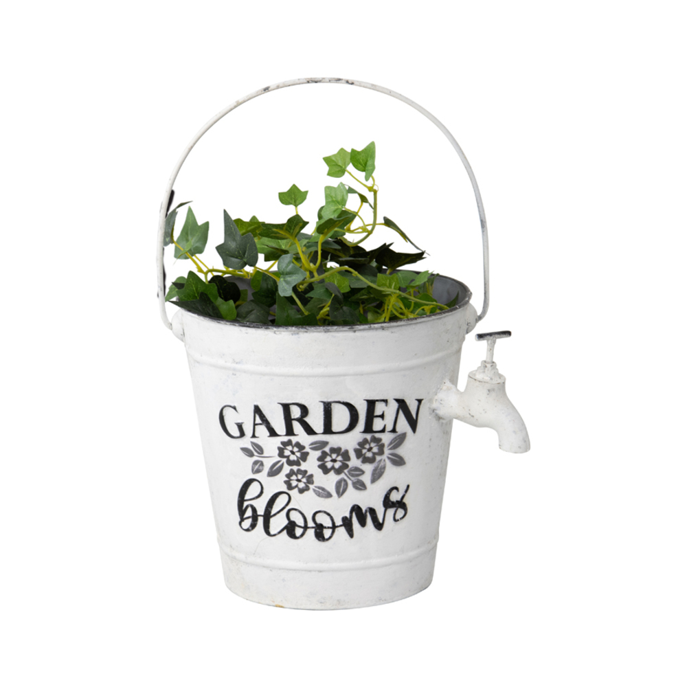 V637-11027BKT-202508251440-00 Country Garden Bucket Planter w Decorative Tap 27cm - Image 1