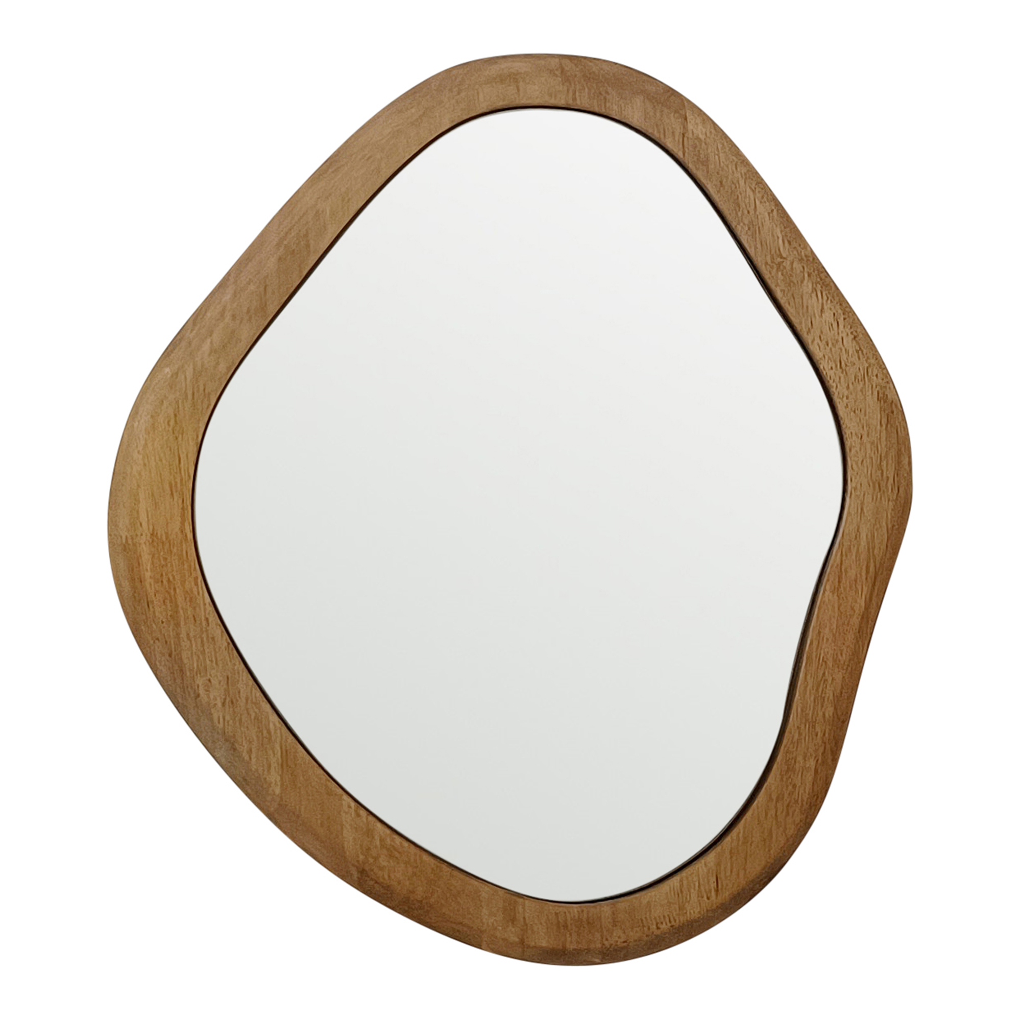V637-18909MIR-202508251535-00 Mid Century Asymmetric Wood Framed Wall Mirror 52x59cm - Image 1