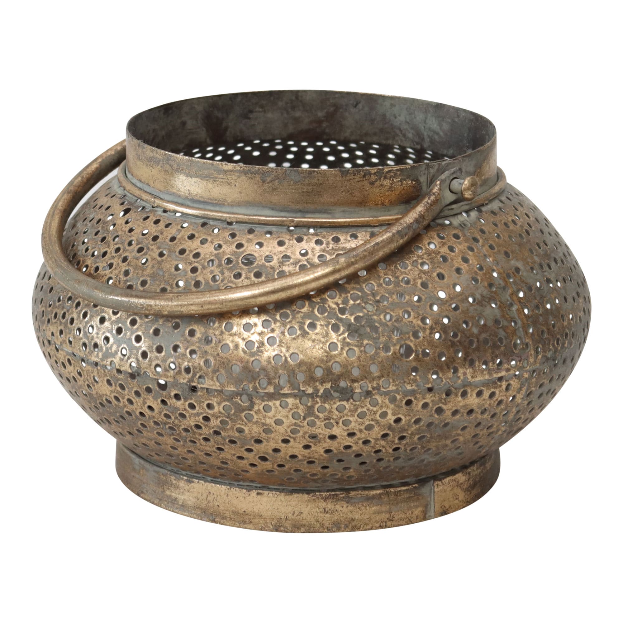 V637-19675CDL-202508251235-00 Lustre Pinholes w Handle Pillar Candle holder 21cm - Image 1