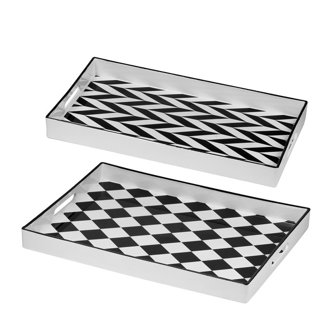 V637-20851-202508251235-00 Set 2 Patterned Rectangular Trays 48cm - Image 1