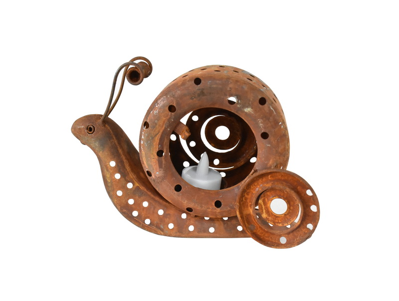 V637-27606SNL-202508251335-00 Rust Snail Candle Holder 22cm - Image 1