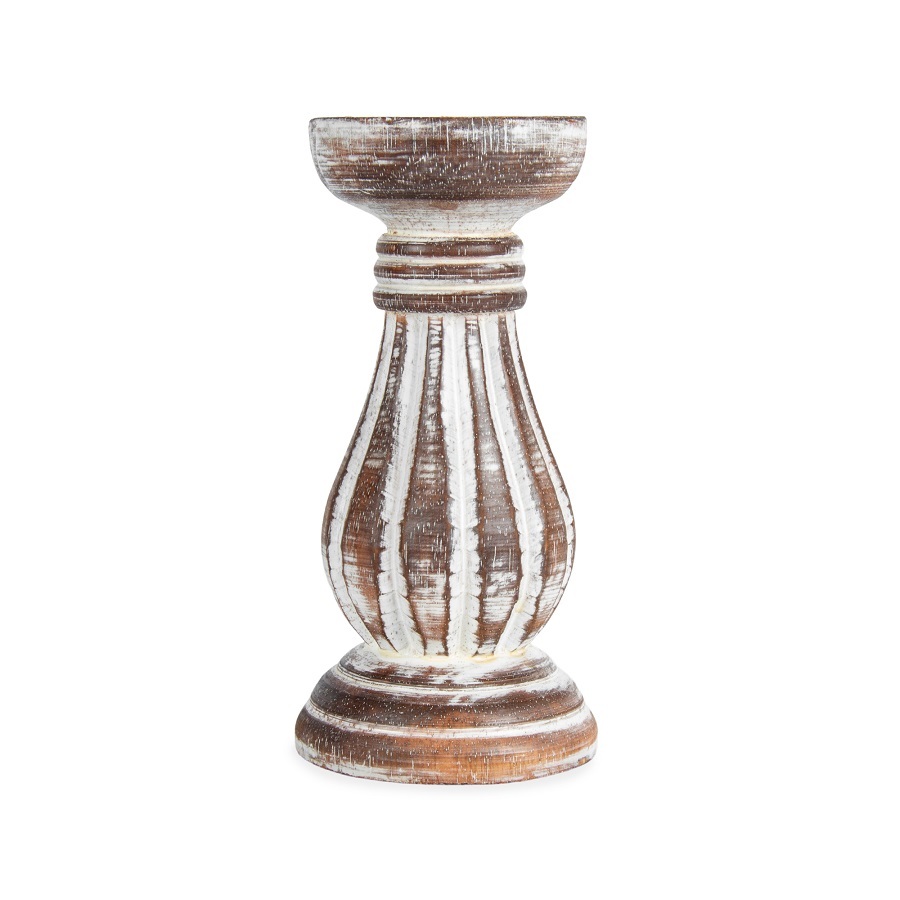 V637-33747CDL-202508251410-00 Hand-Carved Classic Candle Holder 8x20cm - Image 1