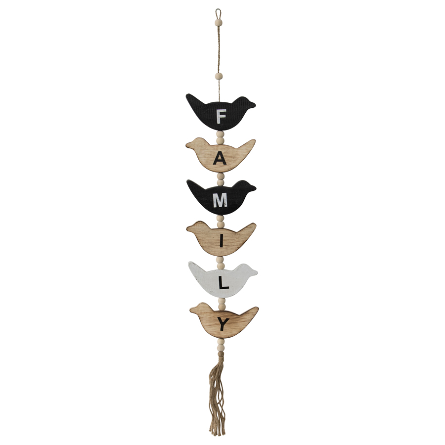 V637-33773FAM-202508251411-00 Handcrafted Hanging Bird Family Mobile 15x85cm - Image 1