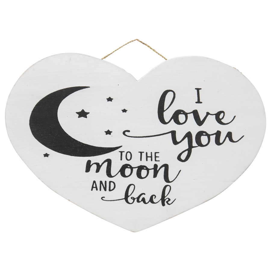 V637-33780HRT-202508251415-00 Handcrafted 'Love You to the Moon' Heart Wall Art 20x2cm - Image 1