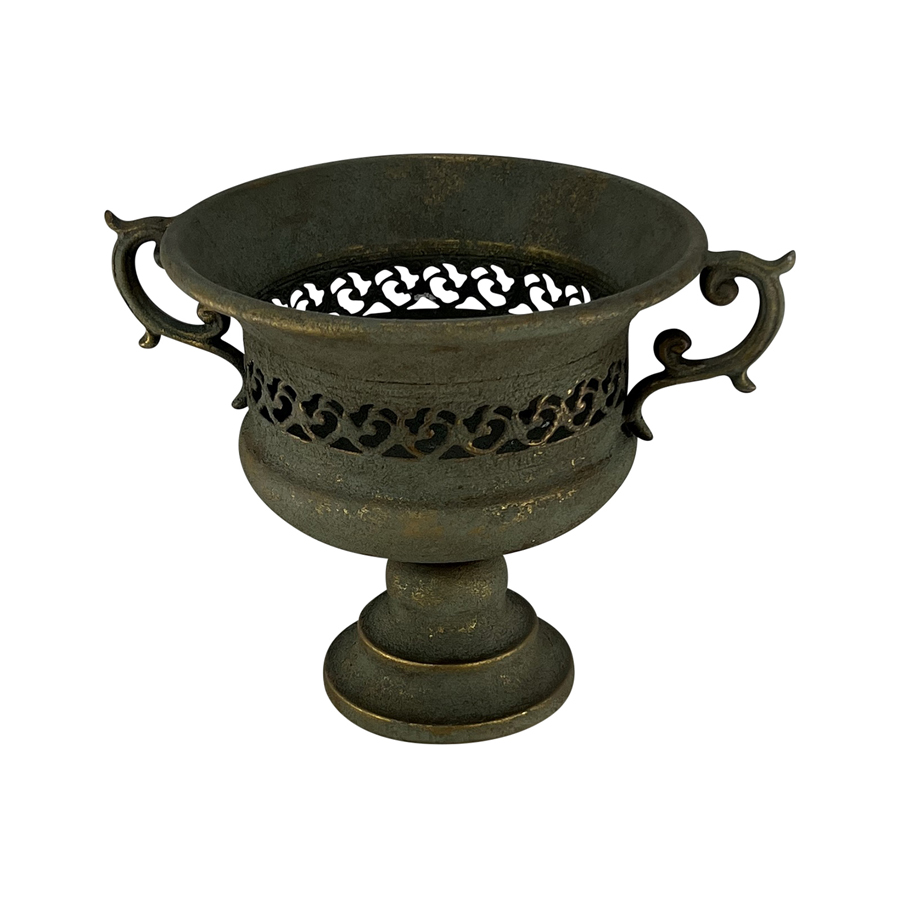 V637-37056URN-202508251440-00 Aged French-Style Urn w/ Handles 32x24cm - Image 1