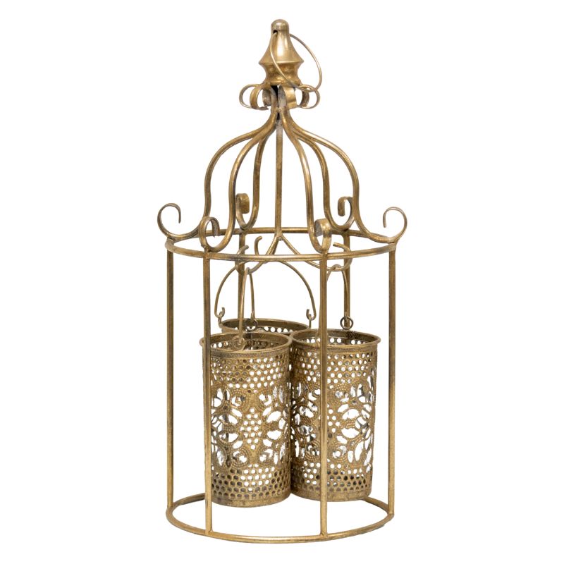 V637-37094CGE-202508251505-00 Lustre 'Cage' w 3 Pillar Candleholders 45cm - Image 1