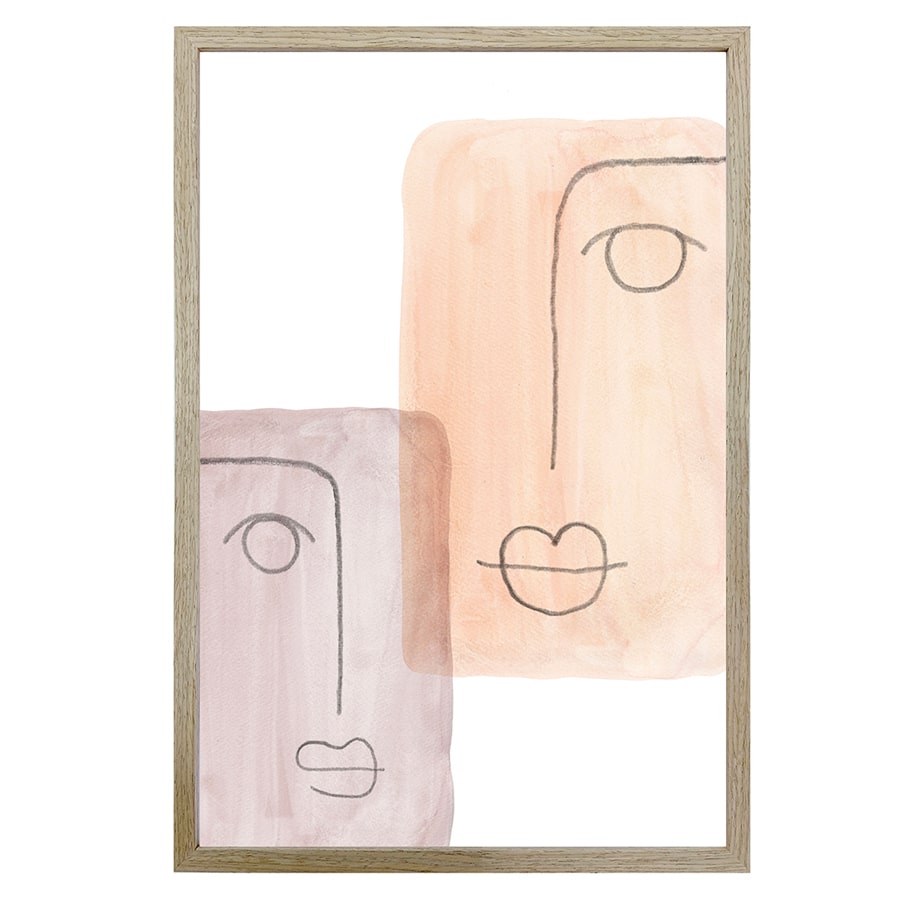 V637-43003WAL-202508251520-00 Mixed Emotions Wall Print w Oak finish frame & glass 90cm - Image 1