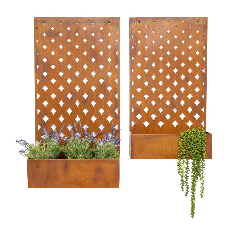 V637-48108PLN-202508251530-00 Set 2 Nested Floor/Wall 'Symmetric' Planters 95cm, 80cm - Image 1
