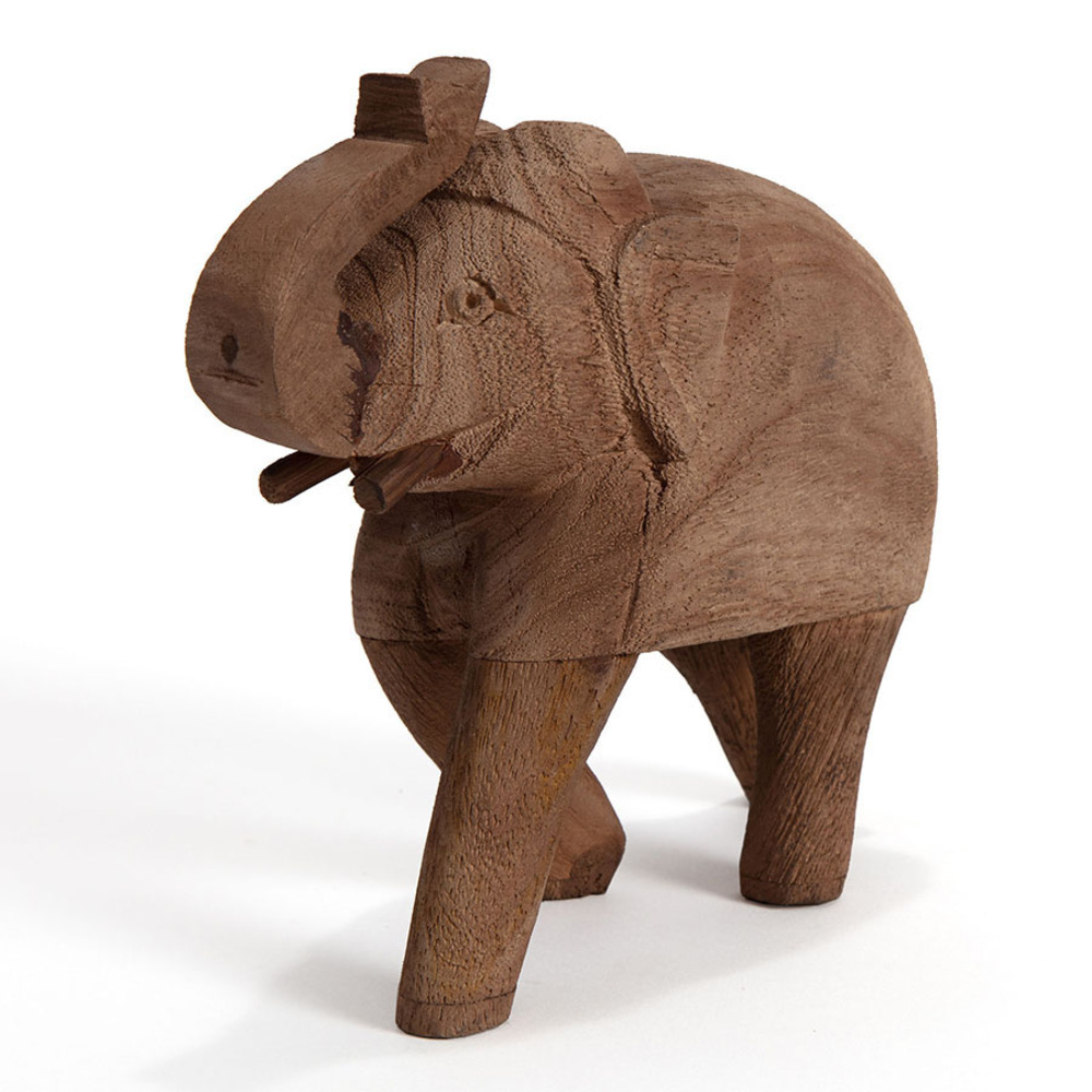 V637-50817ELE-202508251325-00 Cracked Finish Mango Wood Elephant 18cm - Image 1