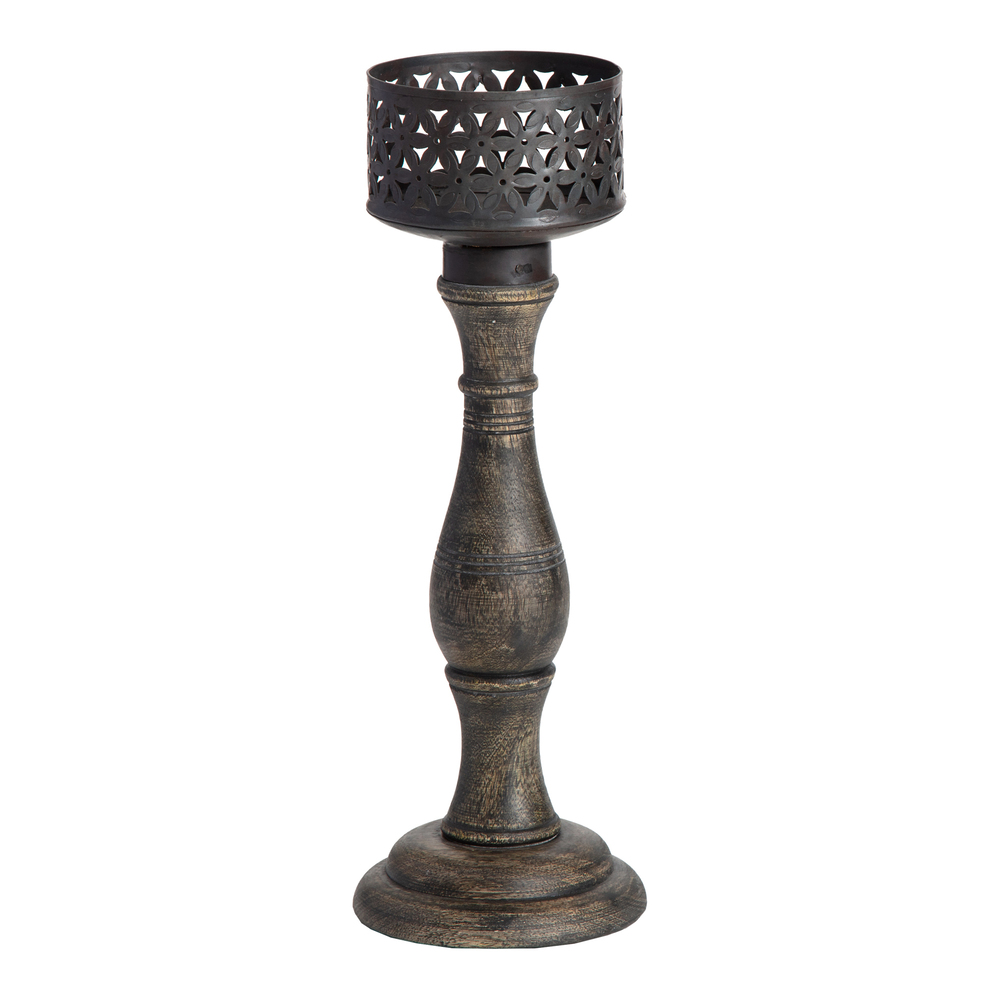 V637-59065CDL-202508251755-00 Ornate Baroque Pillar Candle holder 35cm - Image 1