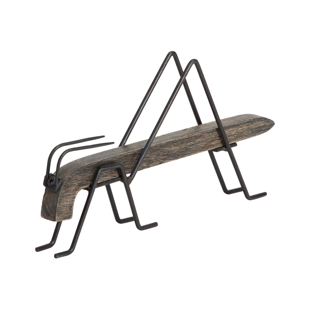 V637-59073GRS-202508251811-00 Wood & Iron Decorative Grasshopper 26cm - Image 1