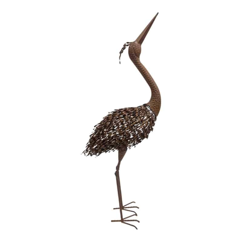 V637-71659CRN-202508251535-00 Rust Crane Bird 'Looking Up' Statue 38cm - Image 1