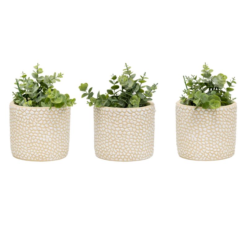 V637-88747PLN-202508251645-00 Set 3 Moulded Abstract Planters w Hole + Plug 14cm - Image 1