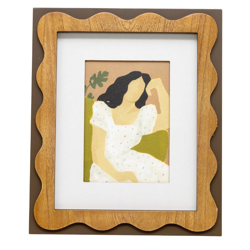 V637-91247WAL-202508251740-00 Sitting Lady in White Dress Framed Wall Art 36cm - Image 1