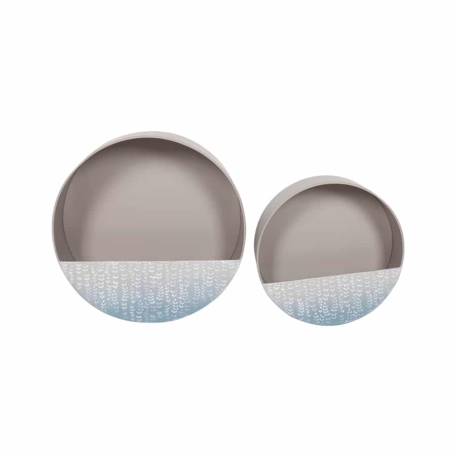 V637-92076PLN-202508251820-00 Set 2 Leaf Stem Metal Wall Planters 40cm - Image 1