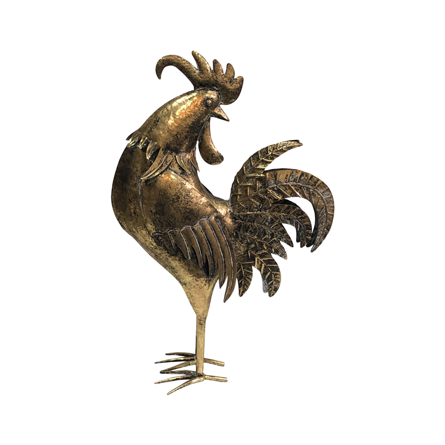V637-97018RST-202508251853-00 Lustre Gold Proud Rooster Facing Back 38x57cm - Image 1
