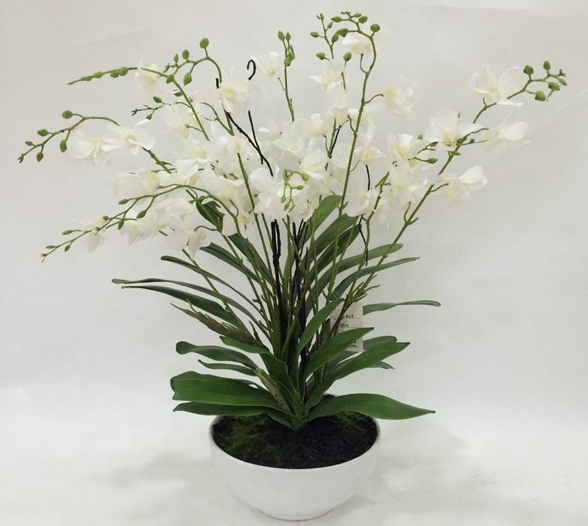 V637-AFL23229-202508251940-00 Artificial Orchid in White Pot 50cm - Image 1