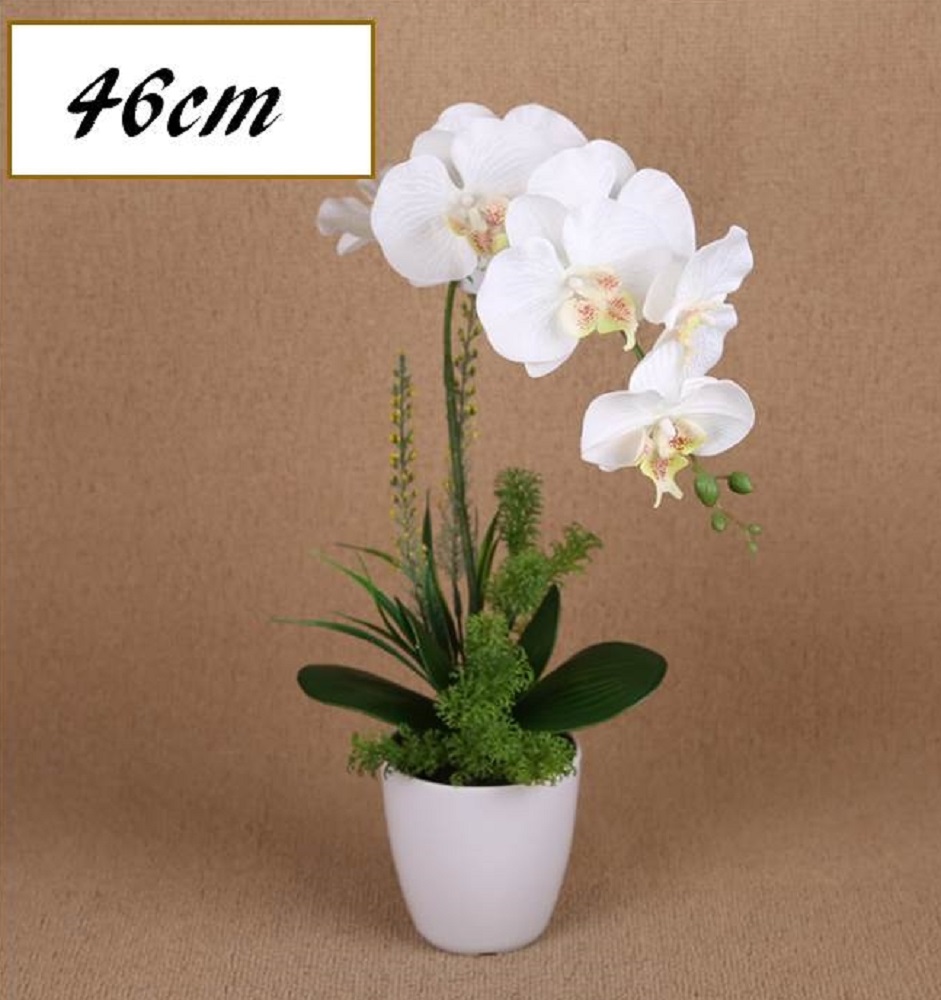 V637-AFL28360-202508251945-00 Artificial One Stem Orchid In Plastic Pot 10x46cm - Image 1