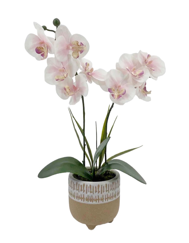 V637-AFL29798-202508251540-00 Artificial Orchid Yellow in Ceramic Pot 42cm - Image 1