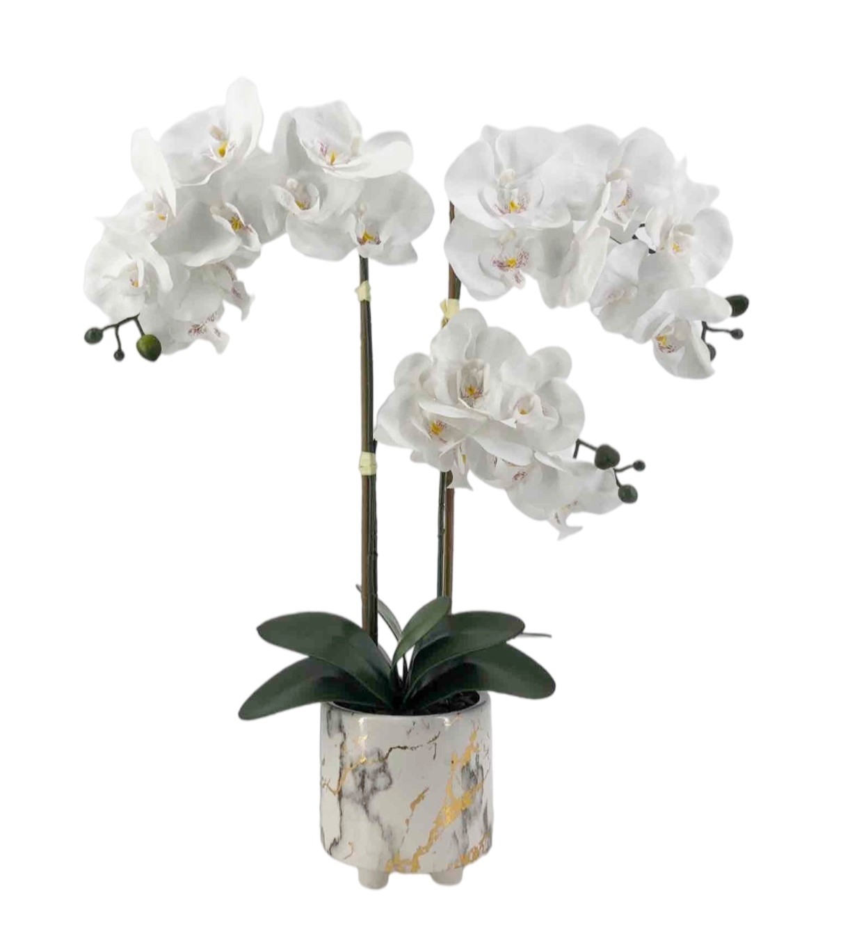 V637-AFL30729-202508251555-00 Artificial Orchid in Marble Ceramic Pot 55cm - Image 1