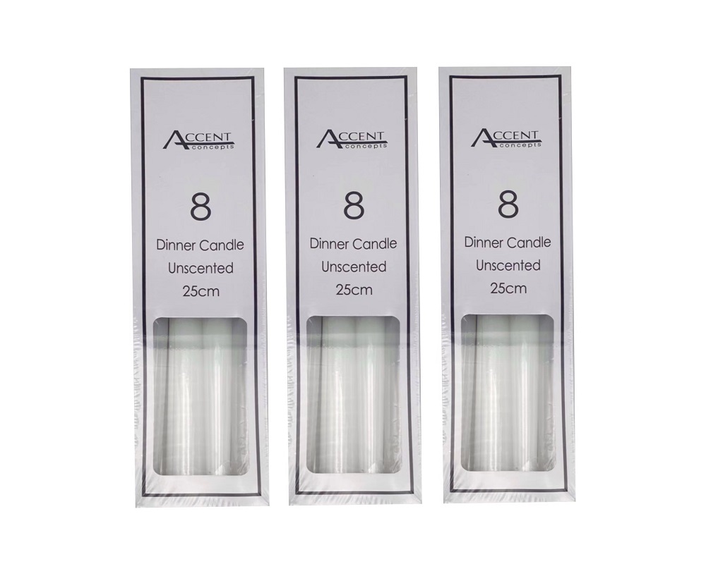 V637-CDS32418-202508251735-00 bulk 192 Unscented Dinner Candle White 25cm - Image 1