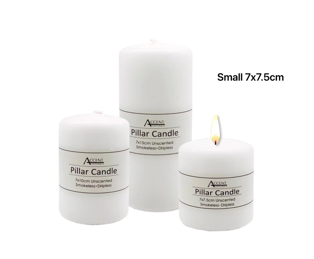 V637-CPU22635-202508251750-00 bulk 48 Unscented White Pillar Candle 7cm - Image 1