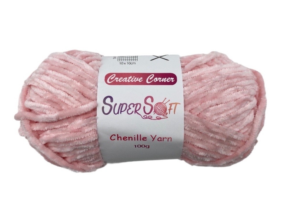 V637-CRA31384-202508251925-00 bulk 12 Baby Pink Super Soft Chenille Yarn 100G - Image 1