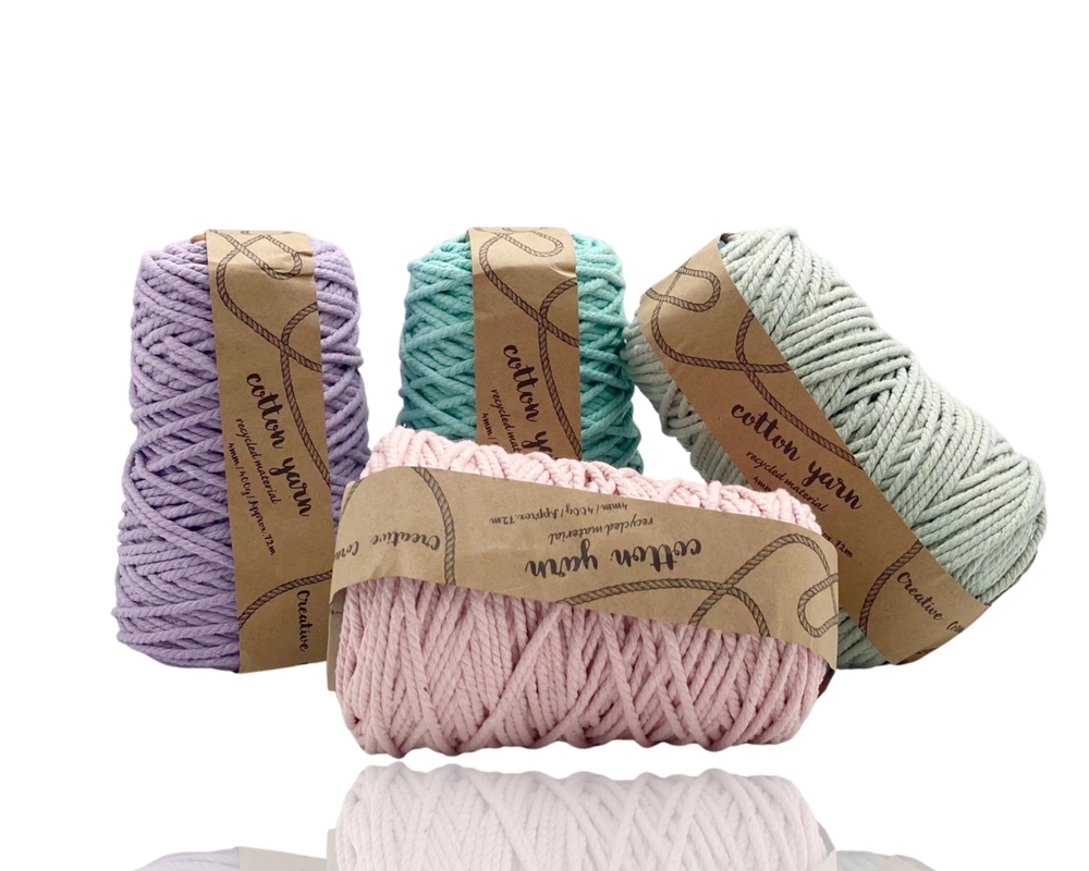 V637-CRA32946-202508251940-00 bulk 12 Macrame Cotton Yarn 72mtrs 4mm 400G Pastel Assort Knitting - Image 1