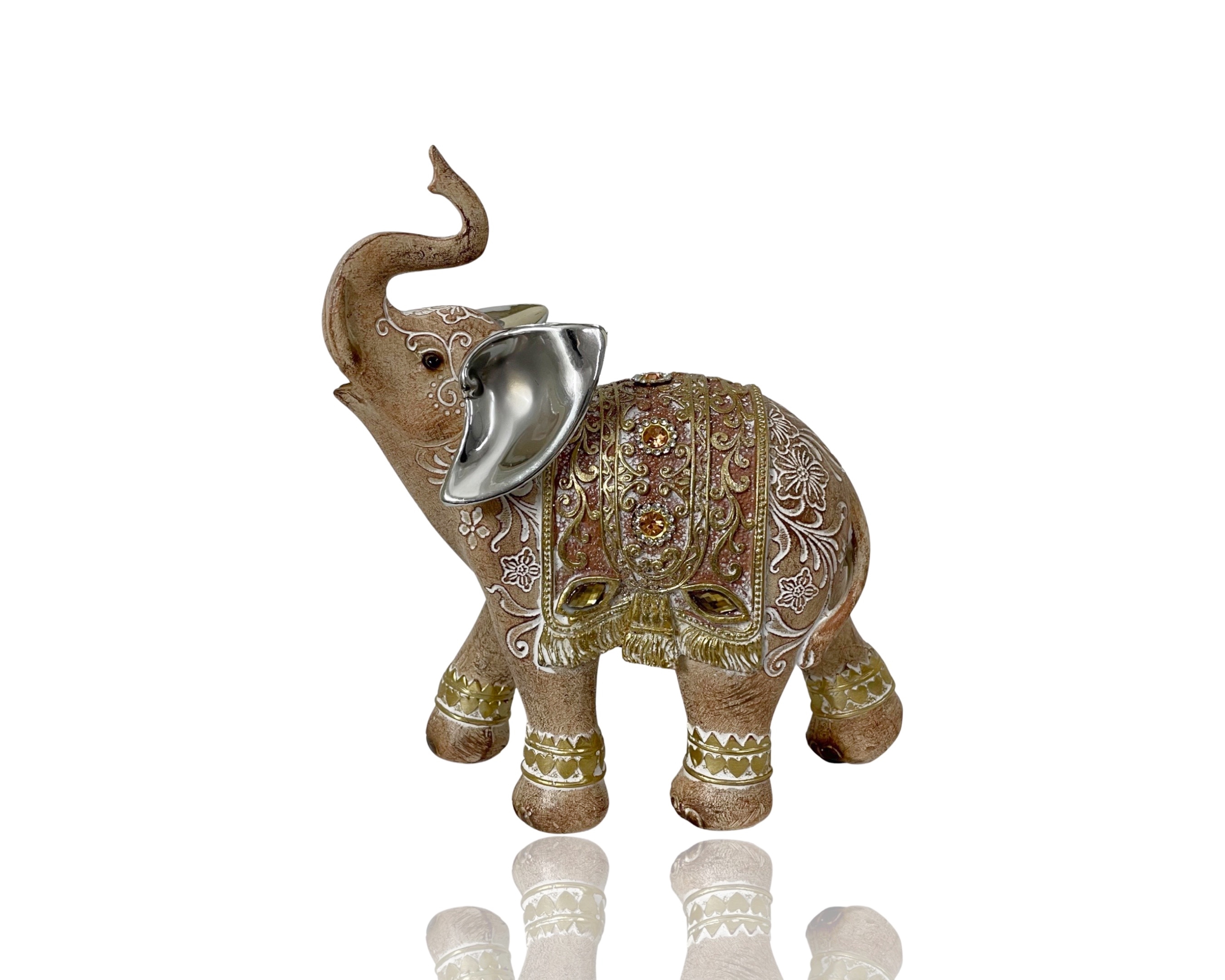 V637-DCO35228-202508251640-00 Polyresln Mehndi Design Elephant Ornament 17x19cm - Image 1