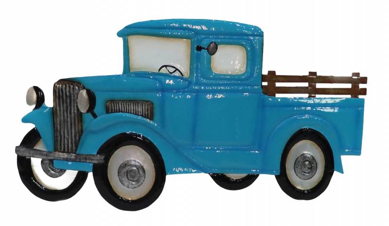 V637-E522909-202508252115-00 Blue Truck Metal Wall Art 70x40cm - Image 1