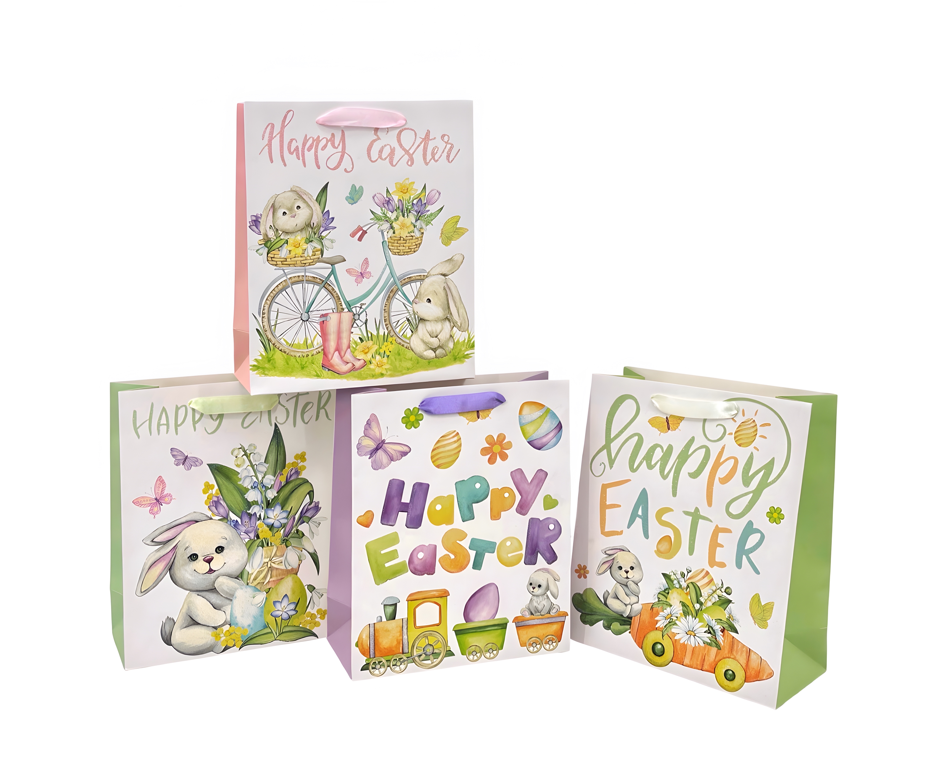 V637-EAS35176-202508252010-00 bulk 24 Small Easter Time Gift Bag 4 Assort 14x14cm - Image 1
