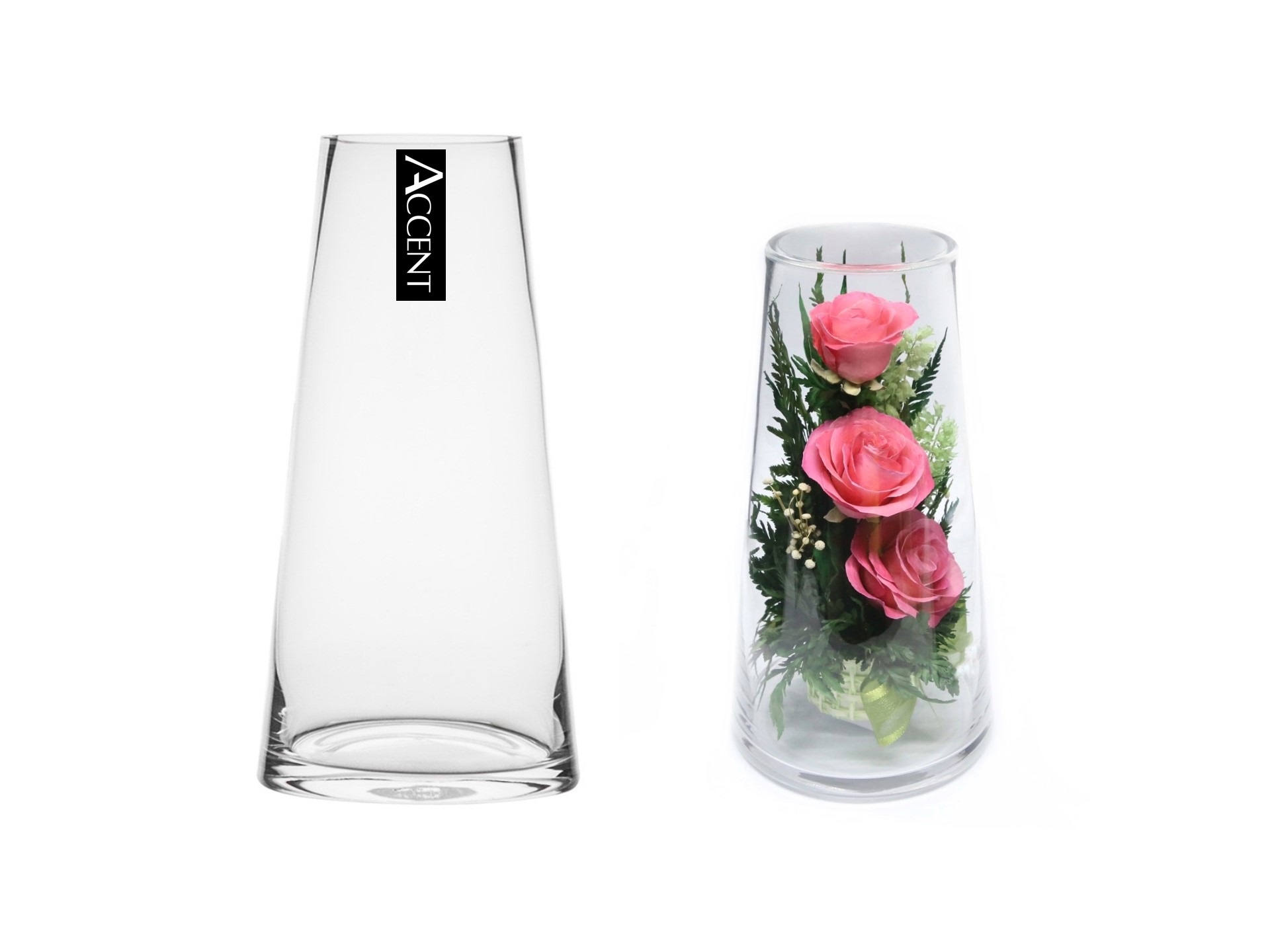 V637-GVA30300-202508252120-00 bulk 12 Glass Tapered Vase Flower 25cm - Image 1