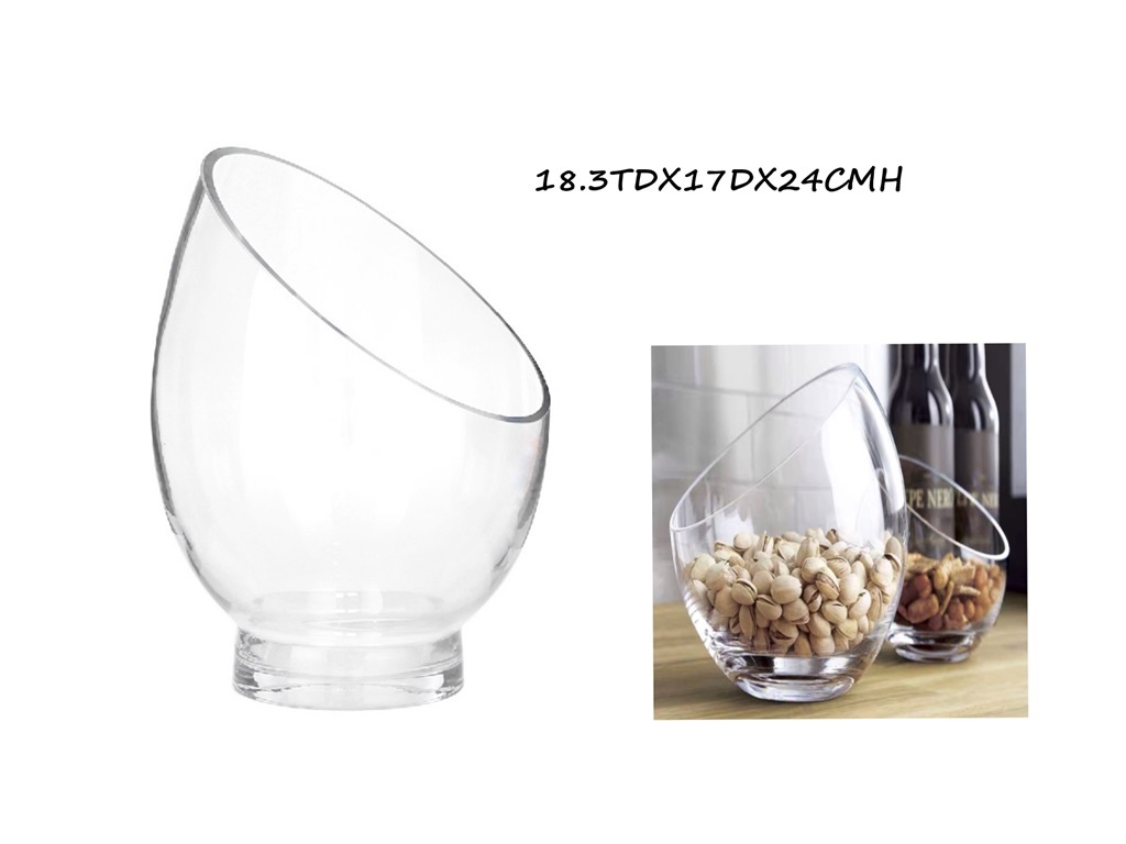 V637-GVA30313-202508252130-00 bulk 6 Glass Angle Top Vase 24cm - Image 1