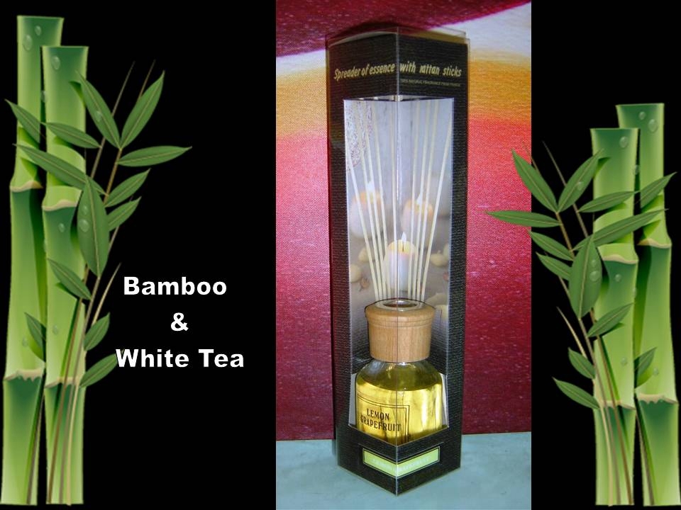 V637-INC22616-202508252215-00 bulk 24 Scented Oil Diffuser Bamboo White Tea 50ml 8 Rattan Sticks - Image 1
