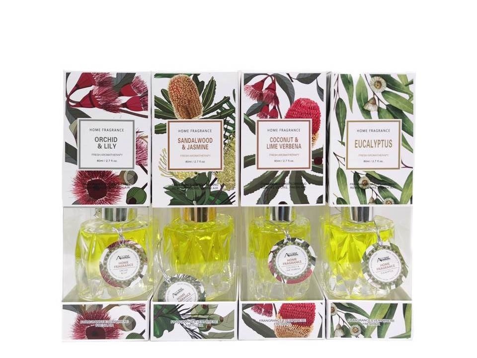 V637-INC28260-202508252225-00 bulk 24 Australian Flora 90ml Oil Diffuser 4 Assort - Image 1