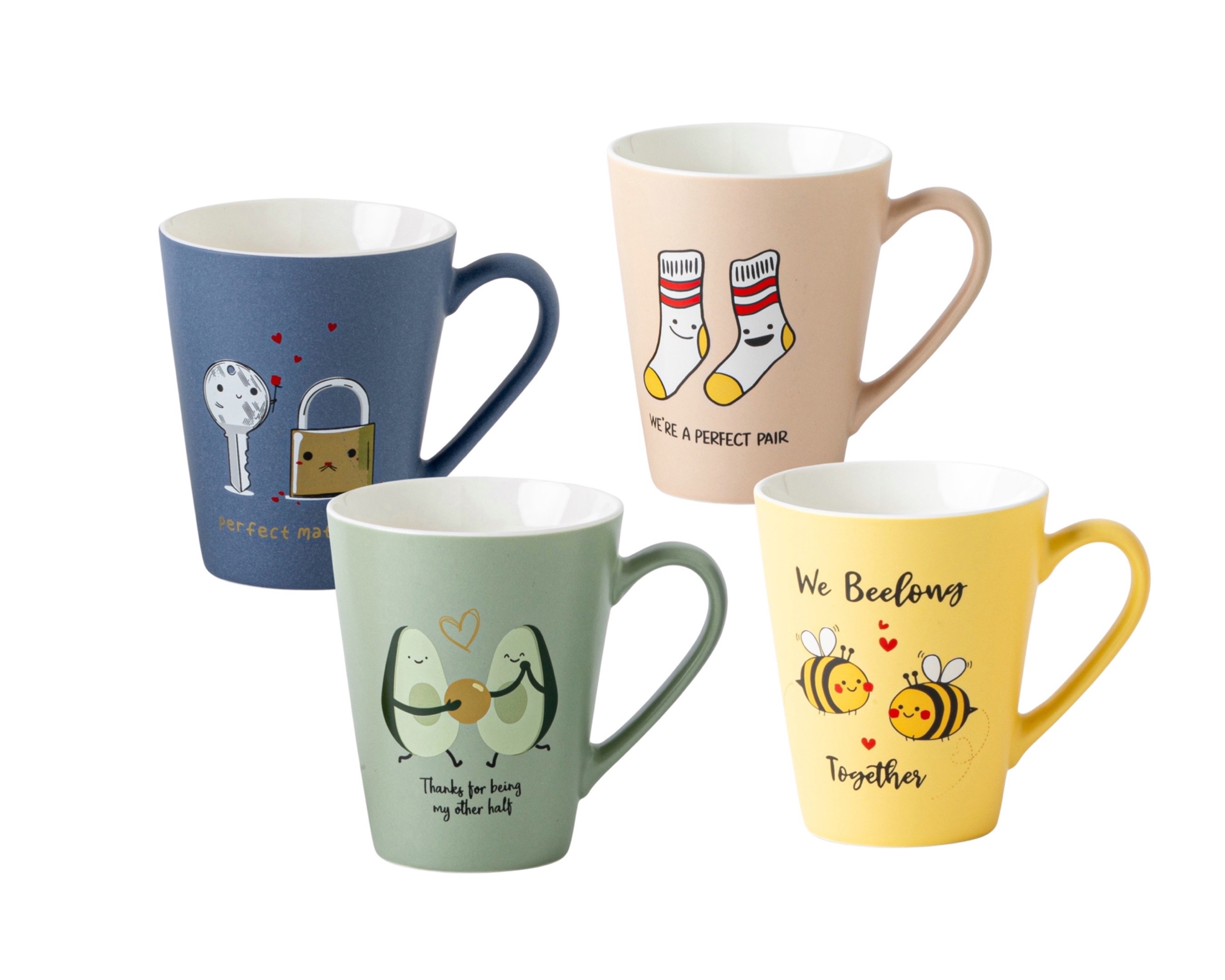 V637-MUG36428-202508252005-00 bulk 24 Bonding Designs New Bone China Mug 310ml 4 Assorted - Image 1